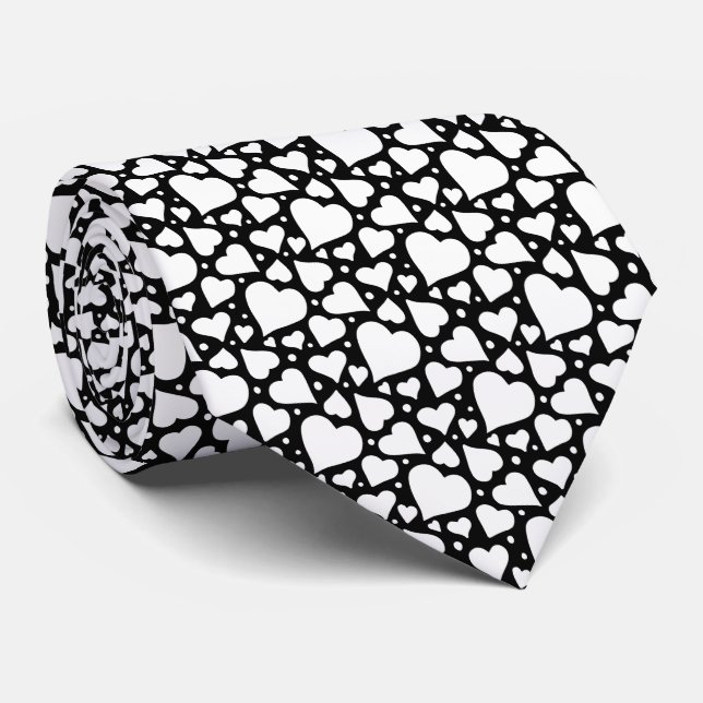 Valentine's Day Hearts Pattern. Custom BG Colour! Tie (Rolled)