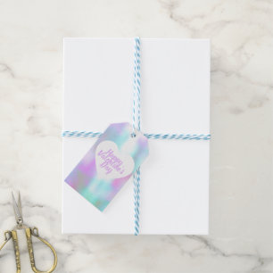 Valentine's Day Hearts Pattern Hologram Pastel Gift Tags
