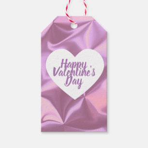 Valentine's Day Hearts Pattern Hologram Purple Gift Tags