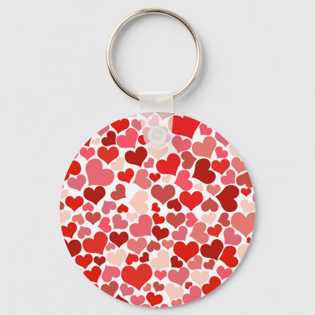 Valentine's Day Hearts Pattern Key Ring (Front)