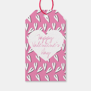Valentine's Day Hearts Pattern Thank You Pink Gift Tags