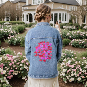 Valentine's day hearts - pink and magenta denim jacket