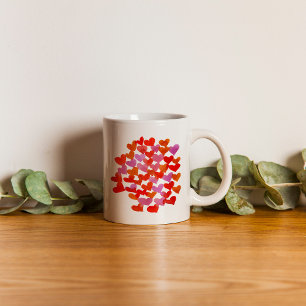 Valentine's day hearts - pink and orange coffee mug