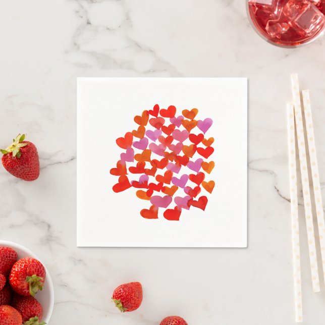 Valentine's day hearts - pink and orange napkin (Insitu)