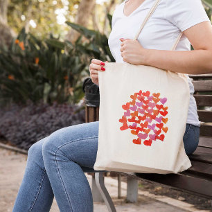 Valentine's day hearts - pink and orange tote bag