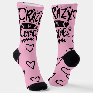 Valentines Day Hearts Pink Black Quote Socks