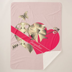 Valentine's Day Hearts Pink Sherpa Blanket