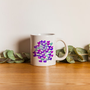 Valentine's day hearts - purple and aqua coffee mug