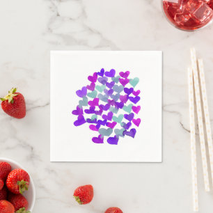 Valentine's day hearts - purple and aqua napkin