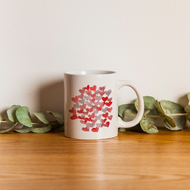 Valentine's day hearts - red and grey coffee mug (Creator Uploaded)