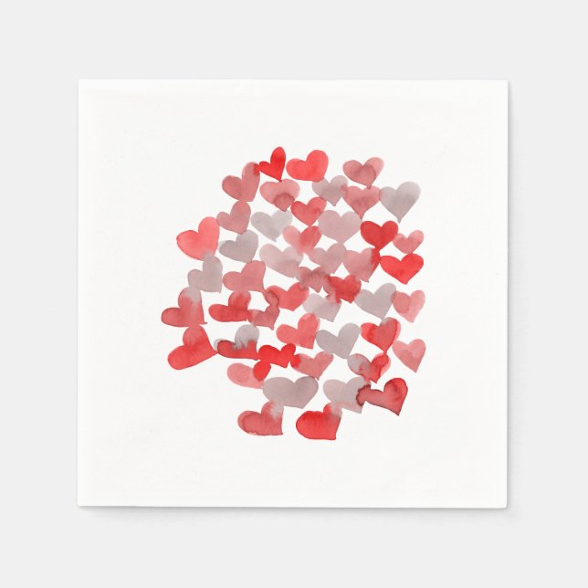 Valentine's day hearts - red and grey napkin (Front)