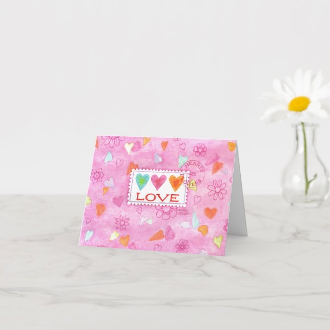 Valentine's Day Hearts Sending Love Wishes Card (Small Plant)