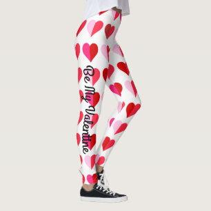 Valentine's Day Hearts Toss All Over Red Pink Cute Leggings