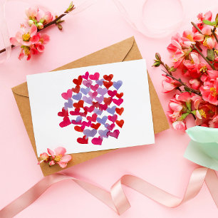 Valentine's day hearts - violet and magenta postcard
