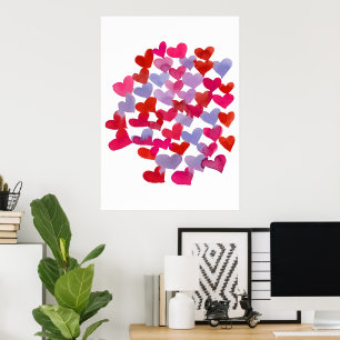 Valentine's day hearts - violet and magenta poster
