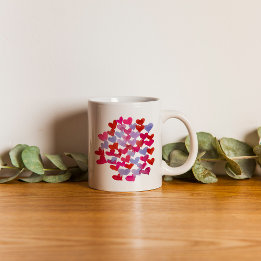 Valentine's day hearts - violet and viva magenta coffee mug