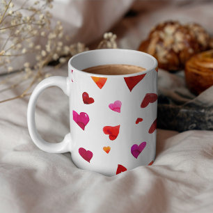 Valentine's day hearts - viva magenta and orange coffee mug
