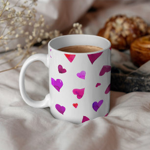 Valentine's day hearts - viva magenta and purple coffee mug