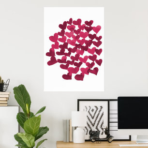 Valentine's day hearts - viva magenta poster