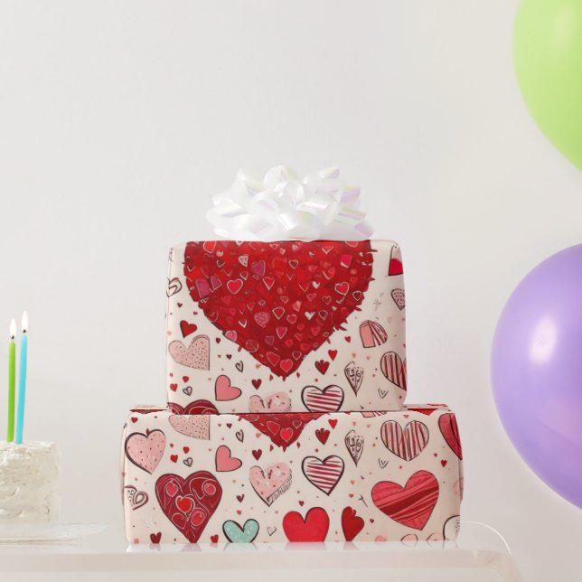 Valentine's day hearts Wrapping Paper (Party Gifts)