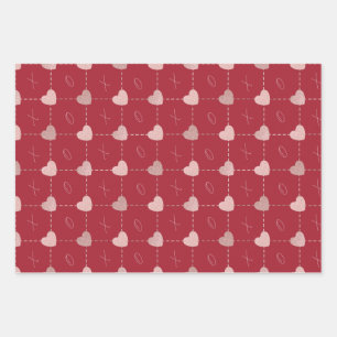 Valentines Day Hearts & X's & O's Wrapping Paper