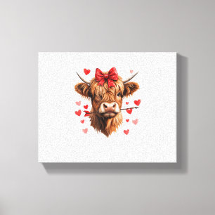 Valentines Day Highland Cow Funny Hearts Valentine Canvas Print