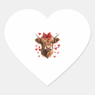 Valentines Day Highland Cow Funny Hearts Valentine Heart Sticker