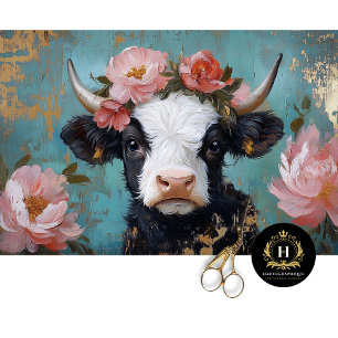 Valentines Day Highland Cow Rustic Decoupage Tissue Paper