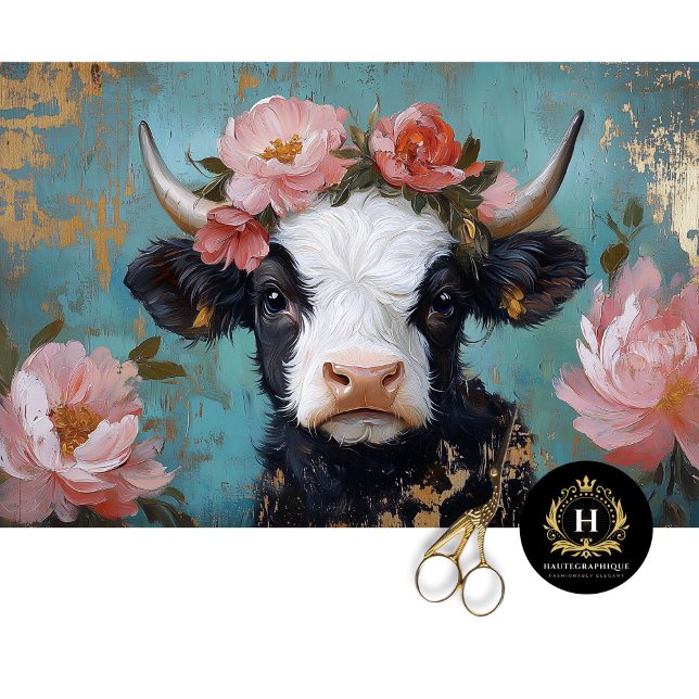 Valentines Day Highland Cow Rustic Decoupage Tissue Paper (Creator Uploaded)