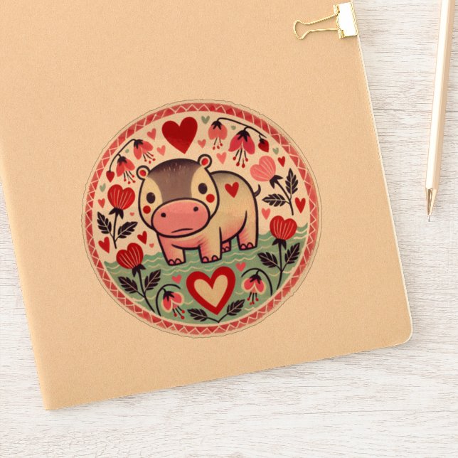 Valentine's day Hippo Hippopotamus                 (Notebook)