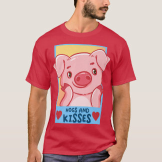 Valentine's Day Hogs And Kisses Valentine Pig Hear T-Shirt