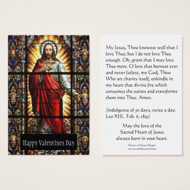 Valentines Day Holy Cards Sacred Heart of Jesus (Front & Back)