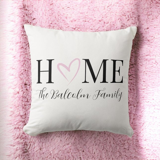 Valentine's Day Home Pink Heart Family Name Cushion (Creator Uploaded)