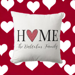 Valentine's Day Home Red Polka Dot Family Name Cushion