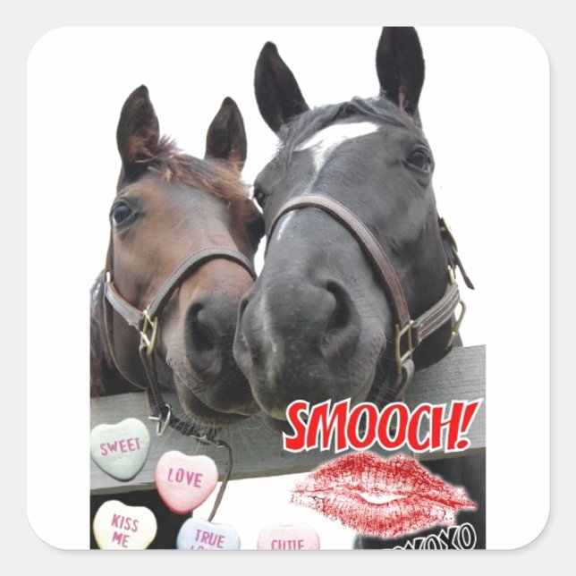Valentine's Day Horses Square Sticker (Front)