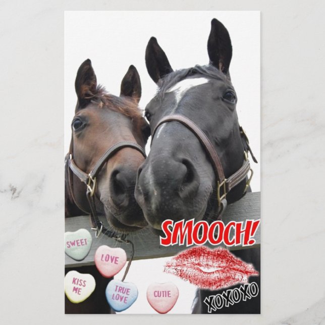 Valentine's Day Horses Stationery (Front)