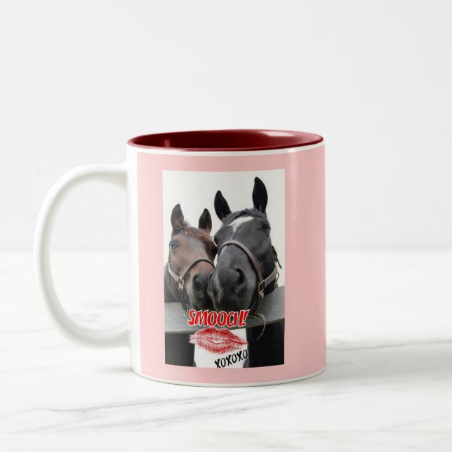 Valentine's Day Horses Two-Tone Coffee Mug (Left)