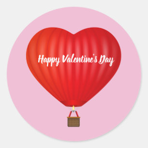 Valentine's Day Hot Air Balloon  Classic Round Sticker