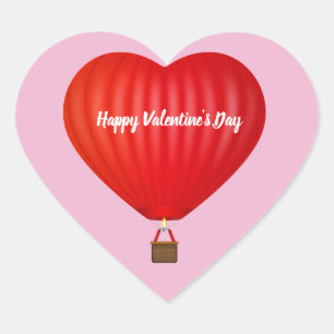 Valentine's Day Hot Air Balloon    Heart Sticker