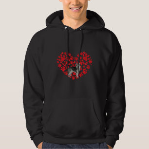 Valentines Day Husky Sibir Dog  Heart Paw Hoodie
