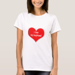Valentine's Day I Love My Boyfriend Red Heart Gift T-Shirt<br><div class="desc">Designed with cute red heart pattern and custom text "i love my boyfriend" which you may customise as you wish! Simple and cute design perfect for those who love their boyfriend!</div>