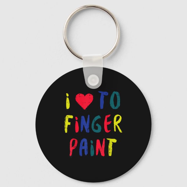 Valentines Day I Love To Finger Paint Matching Cou Key Ring (Front)