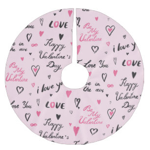 Valentine's Day: 'I Love You' Background. Brushed Polyester Tree Skirt