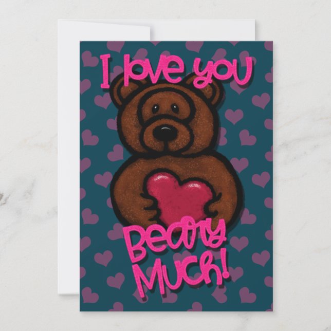 Valentine's Day I Love You Beary Much  Holiday Card (Front)
