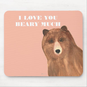 Valentines Day I Love You Beary Much Mouse Mat