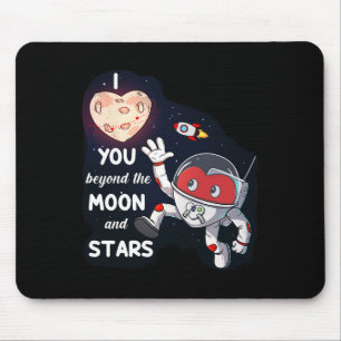 Valentines Day I Love You Beyond The Moon And Star Mouse Mat