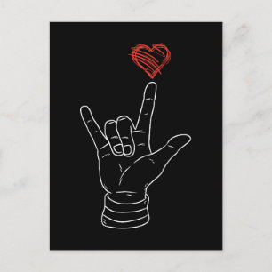 Valentines Day I Love You Hand Sign ASL Heart Holiday Postcard