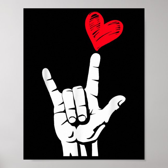 Valentines Day I Love You Hand Sign Asl Heart Wome (Front)