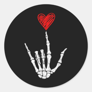 Valentines Day I Love You Hand Sign Asl Heart Wome Classic Round Sticker