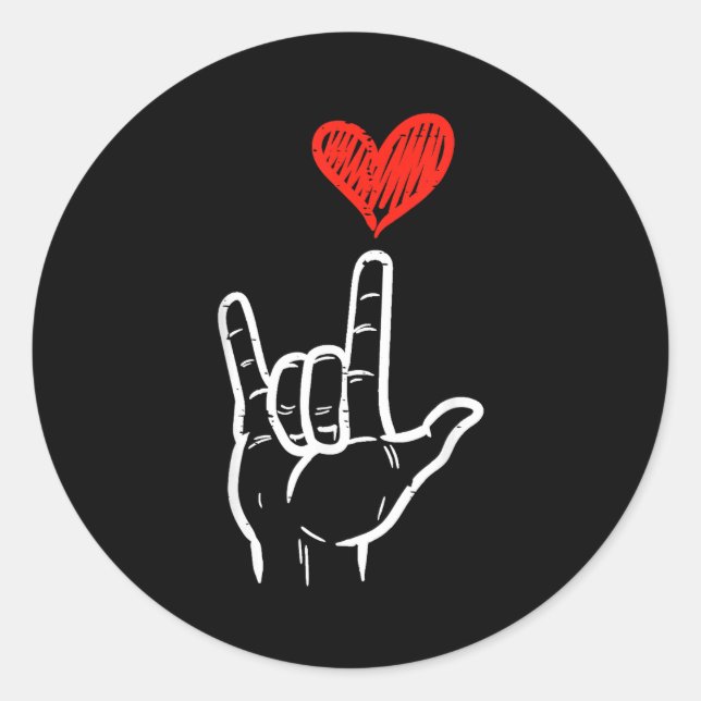 Valentines Day I Love You Hand Sign Asl Heart Wome Classic Round Sticker (Front)